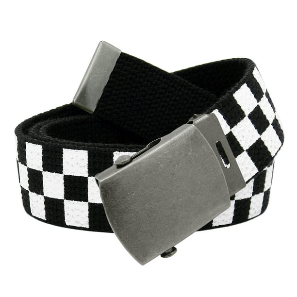 Boys School Uniform Antique Silver Slider Military Belt Buckle with Canvas Web Belt